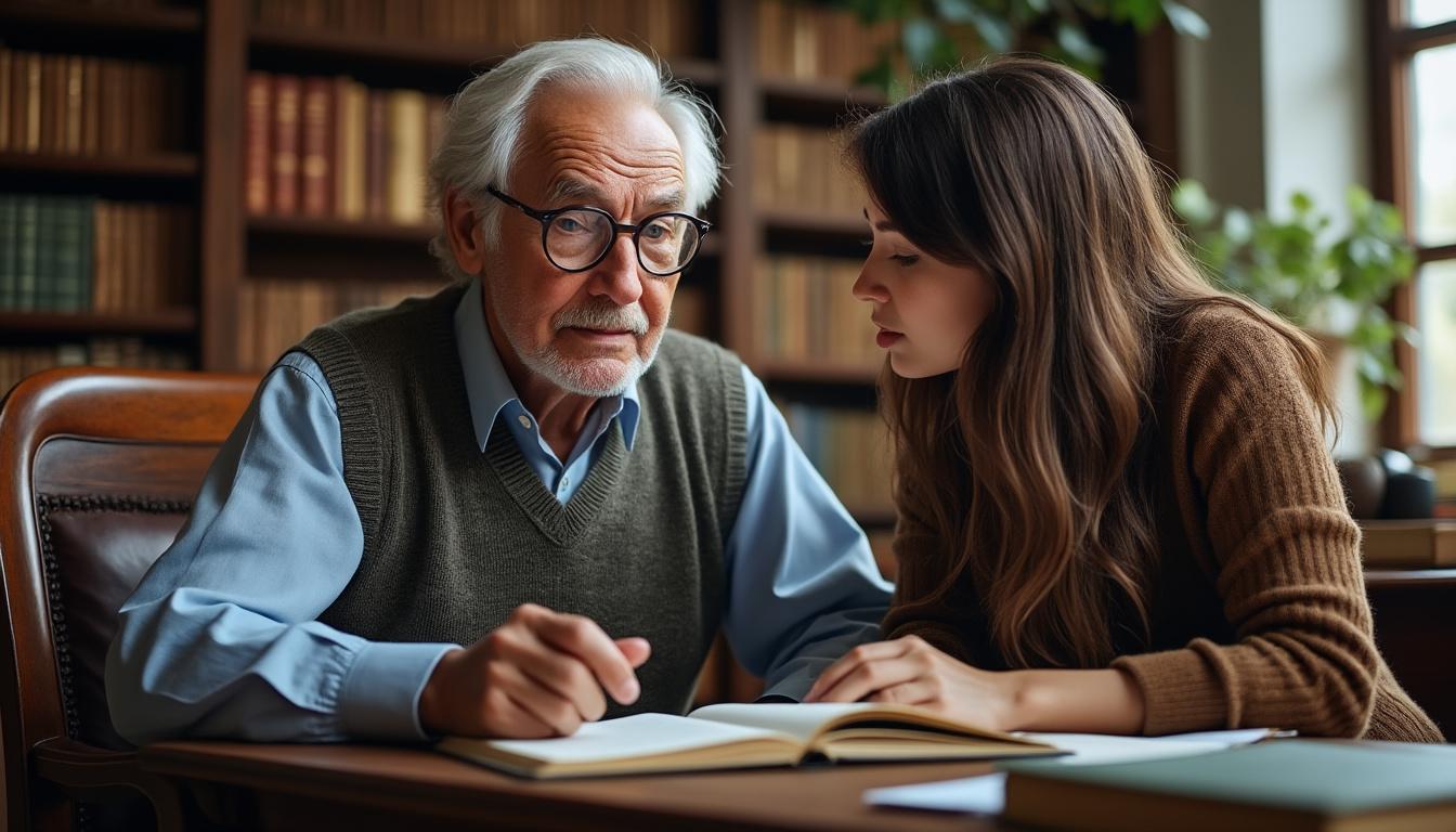découvrez comment un professeur partage une précieuse leçon de sagesse sur l'art de vivre avec son élève, illustrant l'importance des valeurs et de la philosophie au quotidien.